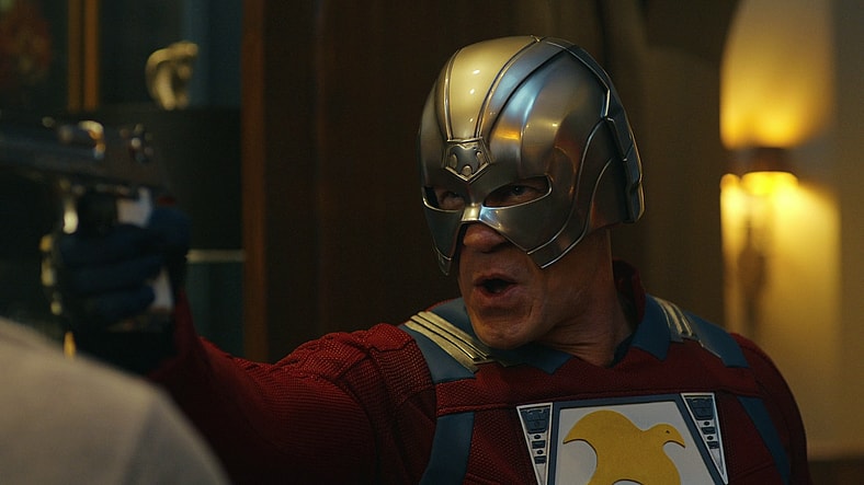 Earth-2 Peacemaker (John Cena) demands answers from his home intruder in Peacemaker Season 2 Episode 1 "The Ties That Grind" (2025), DC Studios