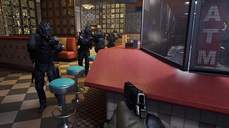 Officers enter a gas station in Ready or Not (2023), VOID Interactive