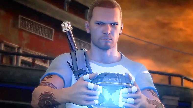 Cole (Eric Ladin) prepares to change the world in inFamous 2 (2011), Sucker Punch Productions