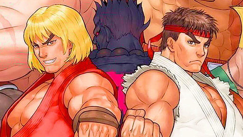 Ken, Ryu, and Akuma are ready to brawl on Mine Yoshizaki's promotional artwork for Capcom's Street Fighter 35th Anniversary Celebration (2022)
