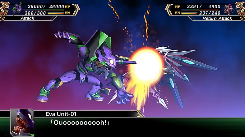 Shinji Ikari (Megumi Ogata) loses control of Unit-01 in Super Robot Wars 30 (2021), Bandai Namco Forge Digital
