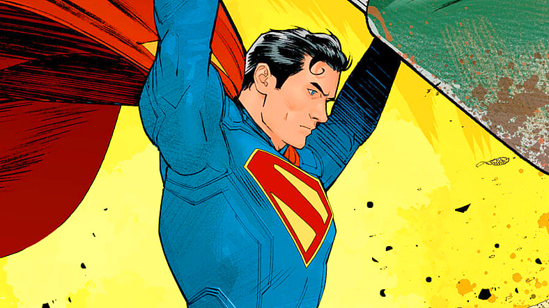David Corenswet's Superman smashes a mobster's car on Dan Mora's variant cover to Superman Day 2025: Facsimile Edition: Action Comics Vol. 1 #1: Golden Age-Sized Edition (2025), DC