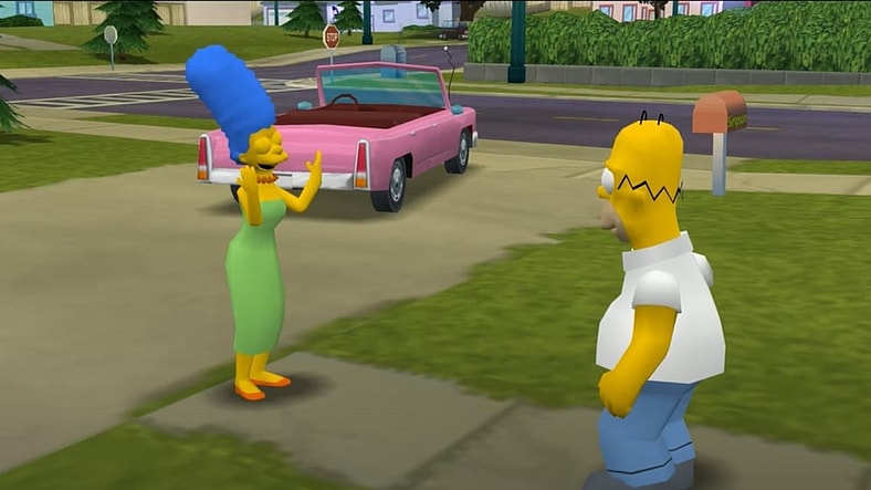 Marge and Homer Simpson in The Simpsons: Hit & Run, 2003, Fox Interactive