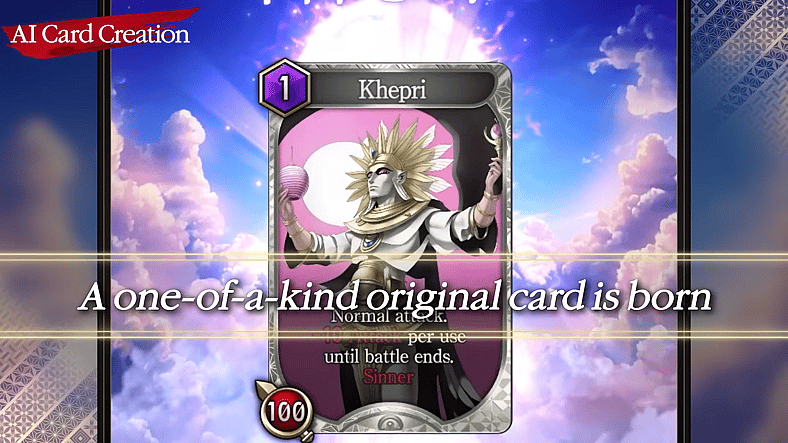 A card created through AI and the player's choices is revealed in Tsukuyomi: The Divine Hunter - Official Promotion Trailer, YouTube