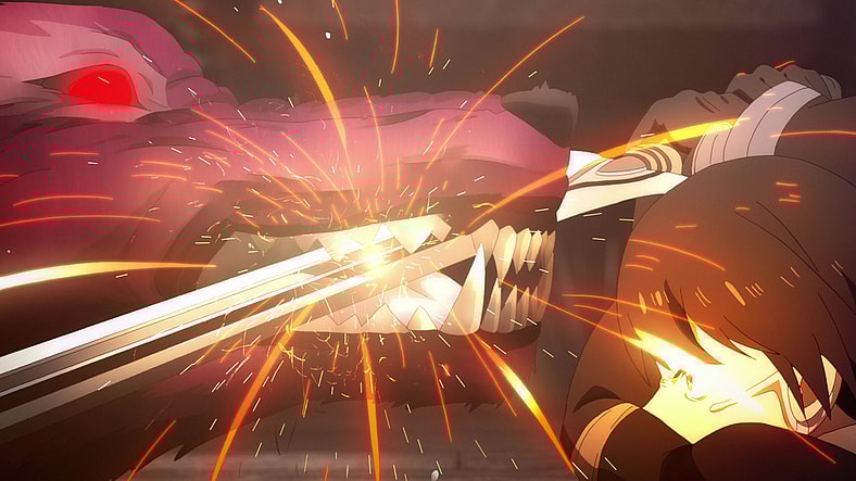 Kirito (Yoshitsugu Matsuoka) clashes with Waheela the Black Wolf in Sword Art Online The Movie -Ordinal Scale- (2017), A-1 Pictures