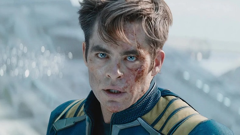 Kirk (Chris Pine) goes one-on-one with Krall (Idris Elba) in Star Trek Beyond (2016), Paramount Pictures