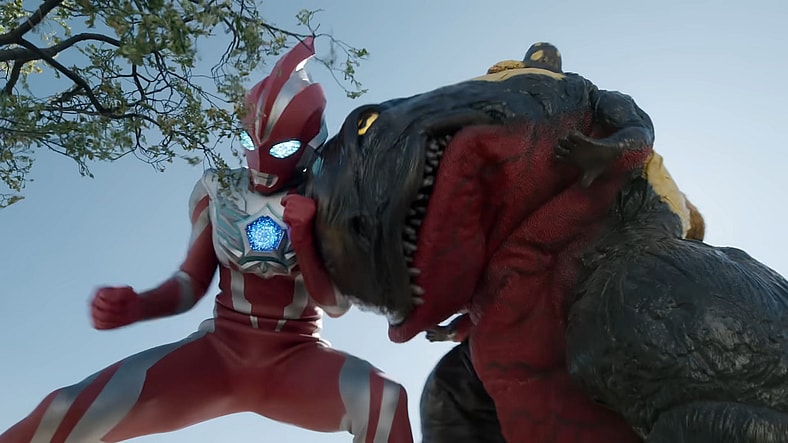 Ultraman Omega (Suit actor TBA) takes on a kaiju in Ultraman Omega (2025), Tsuburaya Pro
