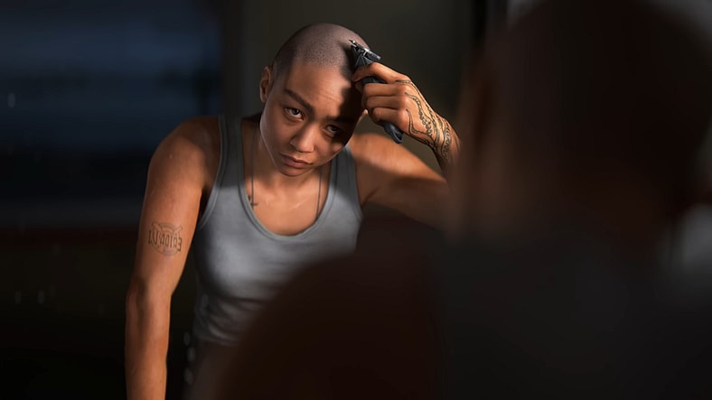 Jordan (Tati Gabrielle) gives herself a fresh cut in Intergalactic: The Heretic Prophet (TBA), Naughty Dog