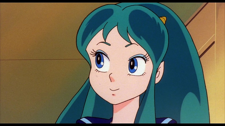 Lum (Fumi Hirano) only has eyes for Ataru (Toshio Furukawa) in Urusei Yatsura: Only You (1983), Toho