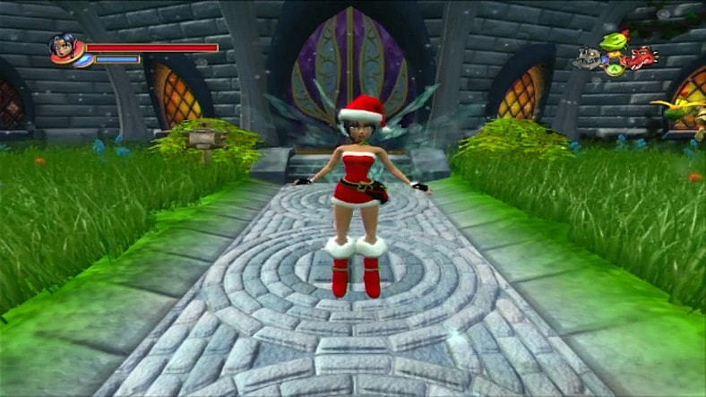 Kameo (Emma Tate) shows off her Christmas gear in Kameo: Elements of Power (2005), Rare