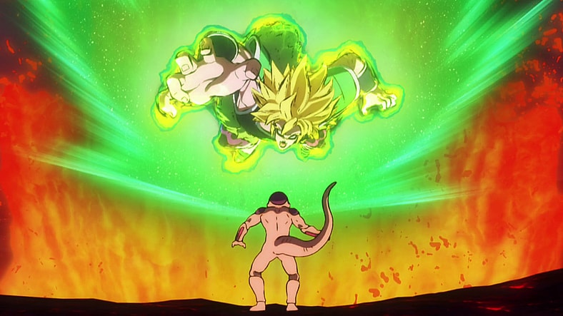 Broly (Bin Shimada) lets his berserker state run wild on Frieza (Ryusei Nakao) in Dragon Ball Super: Broly (2018), Toei Animation