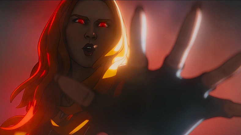 Wanda Maximoff (Elizabeth Olsen) reaches to take the Infinity Hulk's (N/A) power for her own in Marvel Zombies Season 1 Episode 4 (2025), Marvel Entertainment