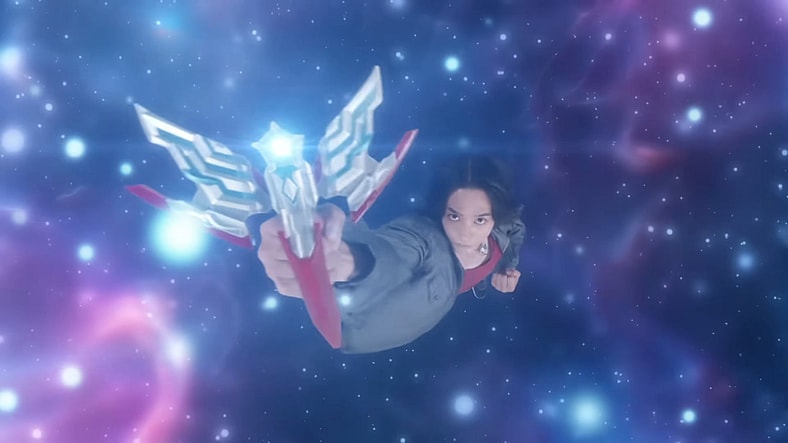 Sorato (Shori Kondo) activates his Omega Slugger in Ultraman Omega (2025), Tsuburaya Pro