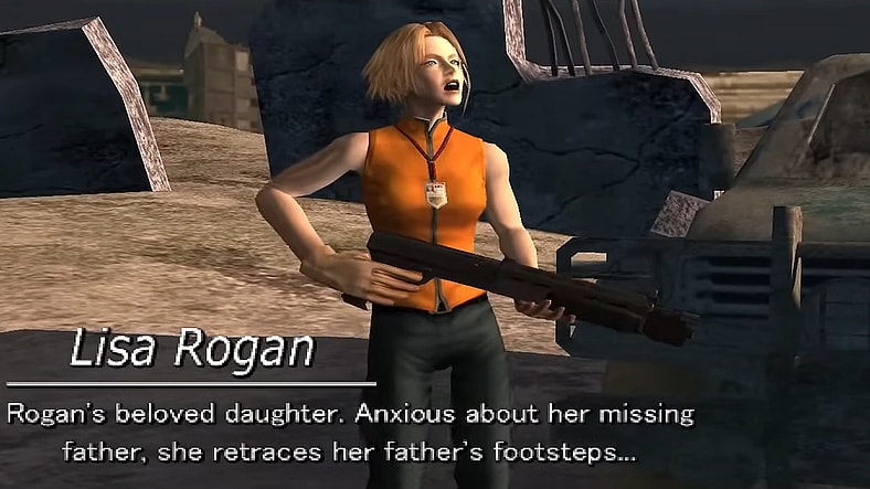 Lisa Rogan (Brandy Collazo) begins the hunt for her dad, Thomas Rogan (David Nowlin) in The House of the Dead III (2002), SEGA