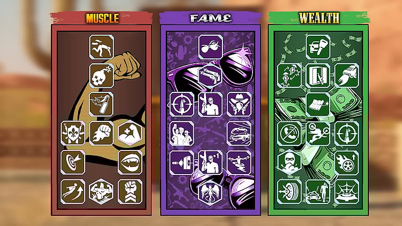 The three skill trees in the vertical slice in Saints Row (Unreleased Alpha Build), Deep Silver Volition