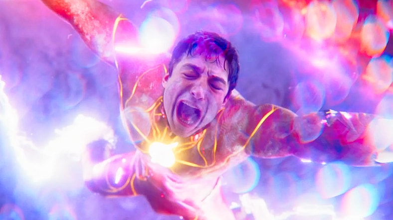 Barry Allen (Ezra Miller) is tortured by The Dark Flash (Ezra Miller) in The Flash (2023), Warner Bros. Pictures