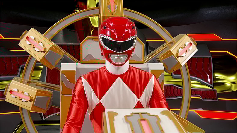 Universe Warrior Tyranno Ranger (Naoya Iguchi) makes a last-minute save in No.1 Sentai Gozyuger Episode 6 "The Final Battle! The Great Adventure of Tokonatsu Castle" (2025), Toei Co. Ltd.