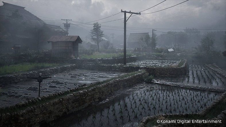 Heavy fog hangs over the rice paddies of Ebisugaoka in Silent Hill f (TBA), Konami