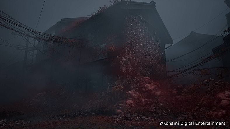 Fleshy rot clings to a house in Ebisugaoka in Silent Hill f (TBA), Konami