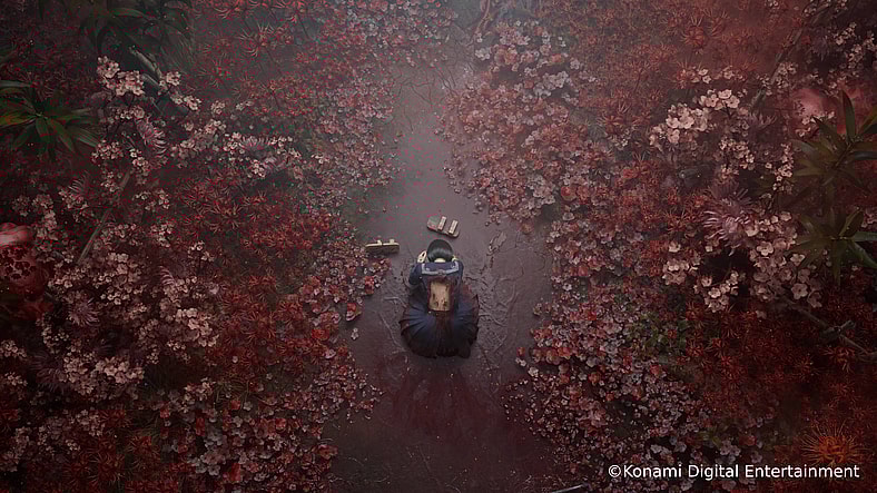 Hinako Shimizu (TBA) reaches her physical and mental limits amid red leaves in Silent Hill f (TBA), Konami