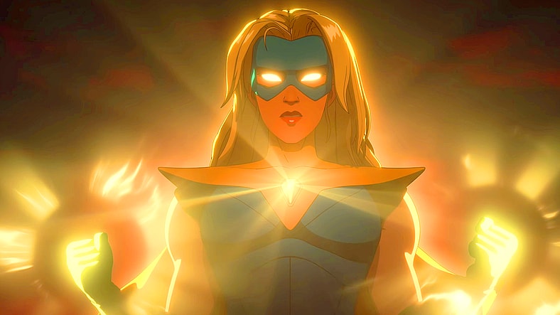 Blonde Blazer (Erin Yvette) is done with Shroud's (Matthew Mercer) games in Dispatch (2025), AdHoc Studios