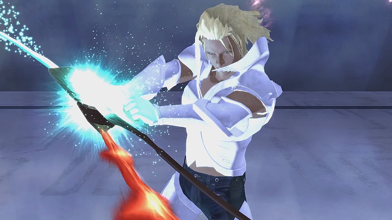 Enoch (Shin'ichirô Miki) purifies the Arch before rushing to confront Ezekiel (Aiko Konoshima) in El Shaddai: Ascension of the Metatron (2011), Ignition Tokyo