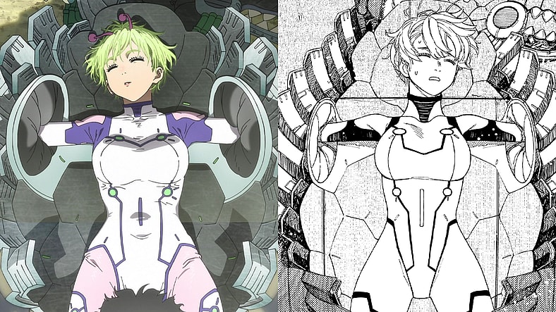 Vamola's (TBA) true identity is revealed in Dandadan Episode 24 "Clash! Space Kaiju vs. Giant Robot!" (2025), Science Saru Crunchyroll / Vamola's true identity is revealed in Dandadan Ch. 71 "I'm Sick of Robots and Kaiju!" (2022), Shueisha. Words and art by Yukinobu Tatsu.