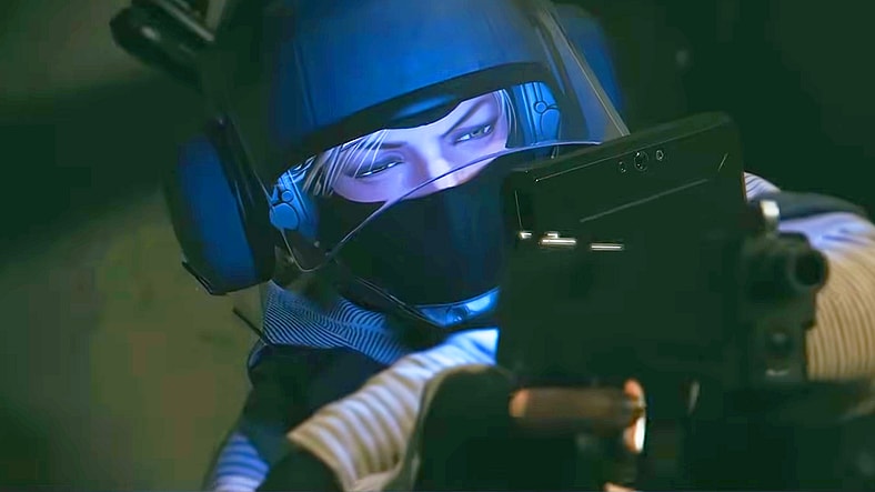 IQ (Kristina Klebe) uses her gadgets to stay in control in Tom Clancy's Rainbow Six Siege (2015), Ubisoft