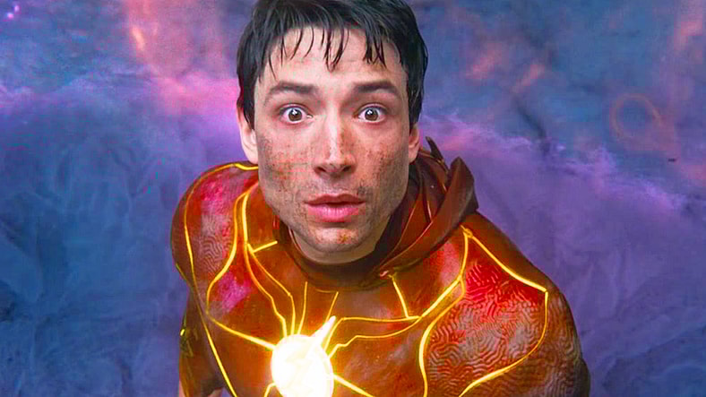 Barry Allen (Ezra Miller) watches on as The Multiverse collapses in The Flash (2023), Warner Bros. Pictures