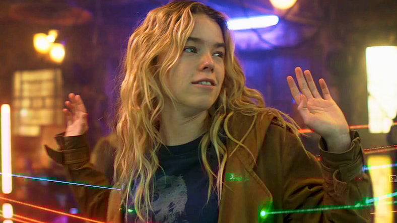 Kara Zor-El (Milly Alcock) warns the Brigands against opening fire in Supergirl (2026), DC Studios