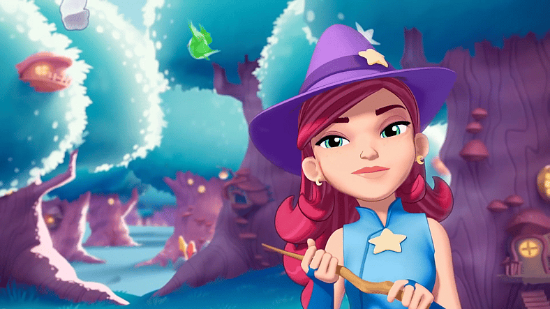 The titular witch from Bubble Witch Saga in Craft Brilliant Games of Mass Appeal via King, YouTube