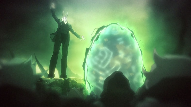 The White Rabbit (Hoon Lee) offers the lesser citizens of the Demon Realm a chance at a better life in Devil May Cry Season 1 Episode 5 "Descent" (2025), Netflix