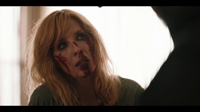 Beth Dutton (Kelly Reilly) finds herself on the losing end of a fight with Jamie (Wes Bentley) in Yellowstone Season 5 Episode 14 "Life is a Promise" (2024), Paramount