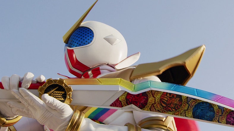 Kaito (Kiita Komagine) spins up his DonZekai blade in Avataro Sentai Donbrothers vs. Zenkaiger (2023), Toei Co. Ltd.