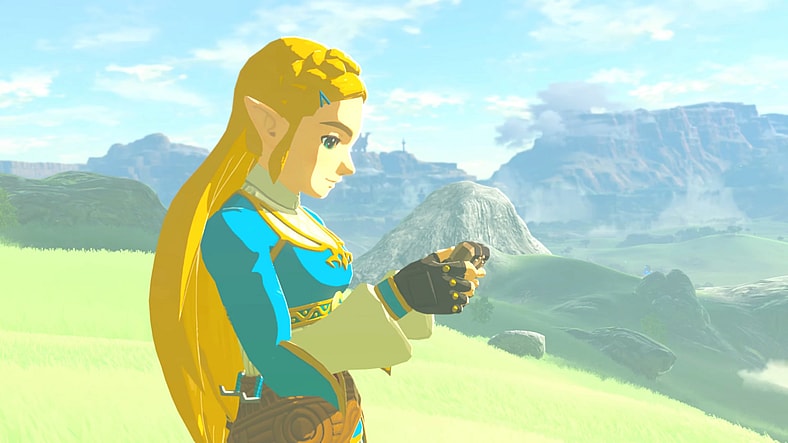 Zelda (Yu Shimamura) takes a breather after her latest adventure in The Legend of Zelda: Breath of the Wild (2017), Nintendo