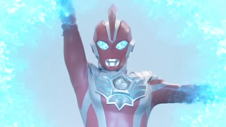 Ultraman Omega (Suit actor TBA) readies his Ultra Beam in Ultraman Omega (2025), Tsuburaya Pro