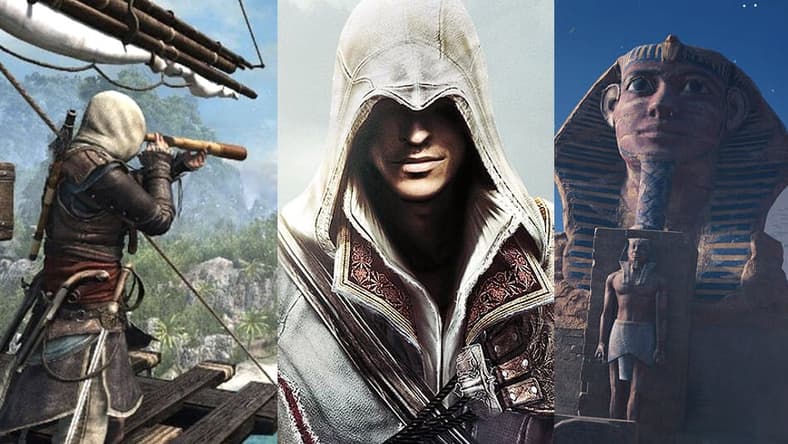 Split image of Assassin's Creed games, Ubisoft