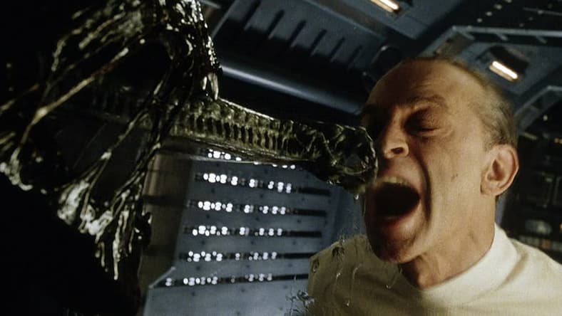 Gediman taunts a xenomorph in Alien Resurrection, 20th Century Fox