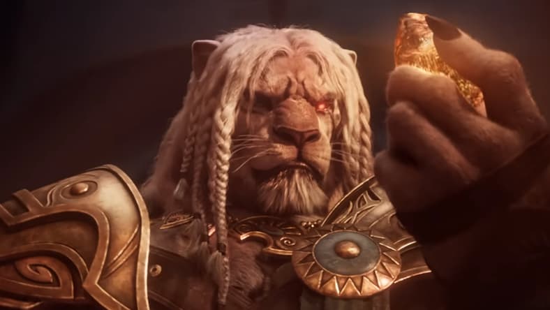 Ajani Goldmane inspects the powerstone core of the Skyship Weatherlight via Dawn of the Phyrexian Invasion - Official Cinematic Trailer - Dominaria United | The Brothers' War, Magic: The Gathering YouTube