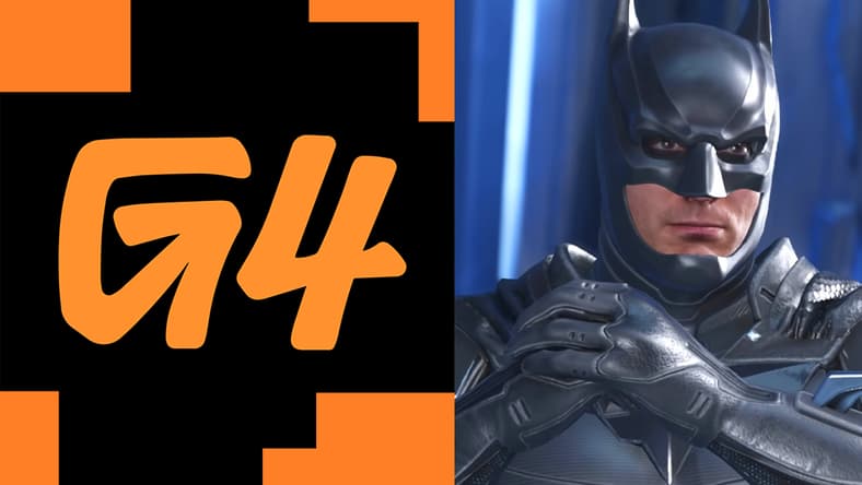 G4 logo via G4 official website / Batman prepares for battle via Injustice 2 (2017), NetherRealm Studios