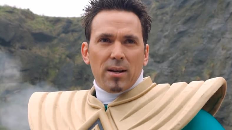 Tommy Oliver (Jason David Frank) joins the fight against Draven as the Green Ranger in Power Rangers Super Megaforce Season 1 Episode 20 "Legendary Battle" (2014), Saban Entertainment via Blu-ray
