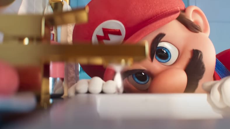 Mario stares intently at a leaking faucet via The Super Mario Bros. Movie (2023), Illumination, Nintendo