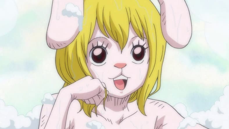 Carrott (Kanae Itō) takes a bath on the Thousand Sunny in One Piece Episode 827 "A Secret Meeting! Luffy vs. the Fire Tank Pirates" (2018), Toei Animation Co. Ltd.