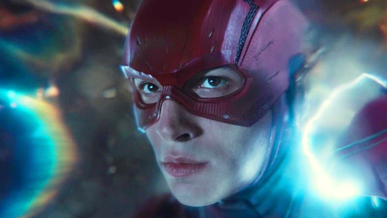Barry Allen (Ezra Miller) braces himself to enter the Speed Force in Zack Snyder's Justice in Zack Snyder's Justice League (2021), Warner Bros. Entertainment