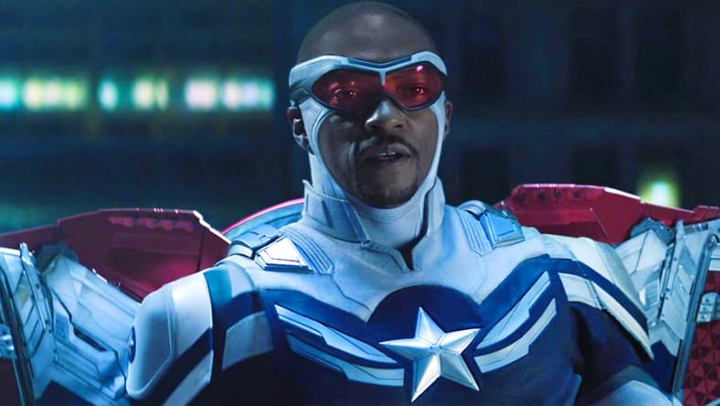 Sam Wilson (Anthony Mackie) spreads his wings in The Falcon and the Winter Soldier Season 1 Episode 8 "One World, One People" (2023), Marvel Entertainment