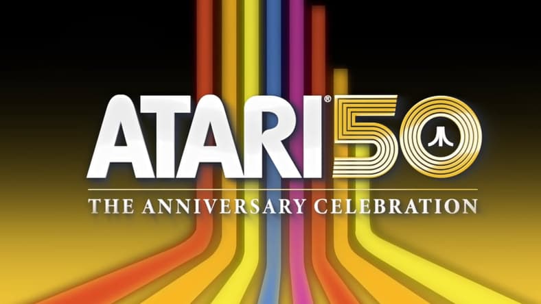 Screenshot of a frame of a YouTube video promoting the 'Atari 50: The Anniversary Celebration' (2022) video game and multimedia collection.