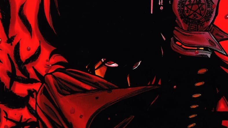 Alucard prepares to shoot on Kohta Hirano's cover to Hellsing Volume 5 (2003), Shōnen Gahōsha