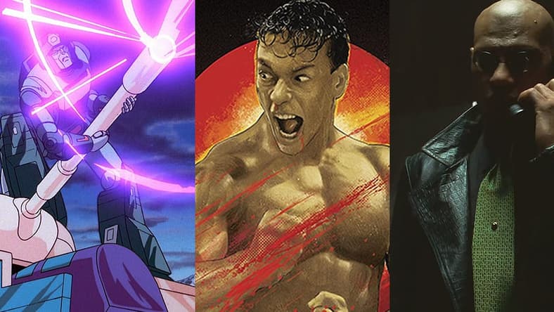 Split image of 'Transformers: The Movie,' 'Bloodsport' and 'The Matrix'