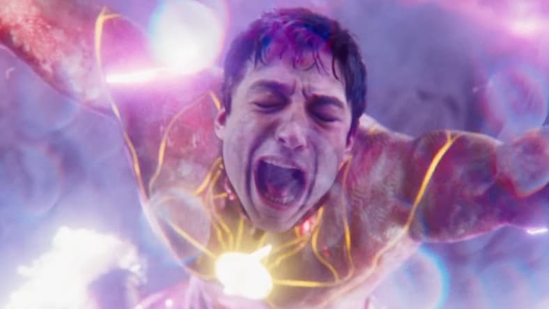 Barry Allen (Ezra Miller) is tortured by The Dark Flash (Ezra Miller) in The Flash (2023), Warner Bros. Pictures