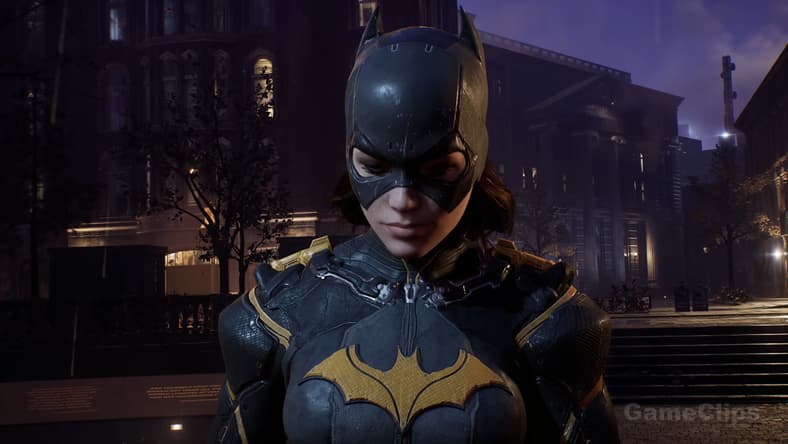 Batgirl (America Young) says goodbye to her father in Gotham Knights (2022), Warner Bros. Montreal